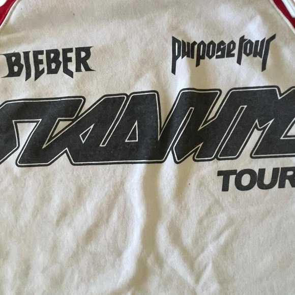 472-Bieber x Stadium Tour 2022 white and red hoodie Medium #justinbieber - Picture 5 of 7